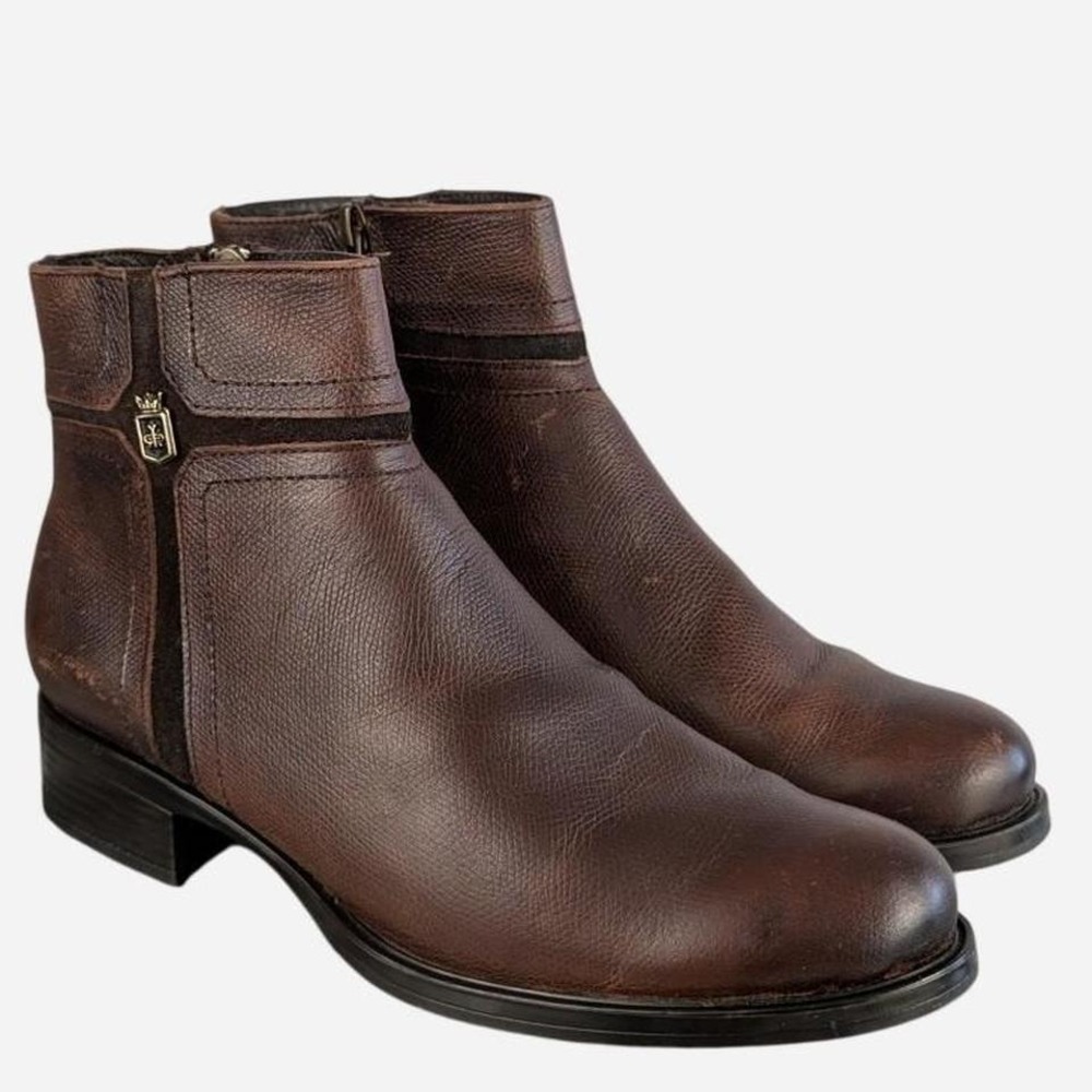 Lyard Pebbled Leather Side Zip Ankle Boot Brown Lisa Tummi Texas Size 7.5 - Picture 9 of 9